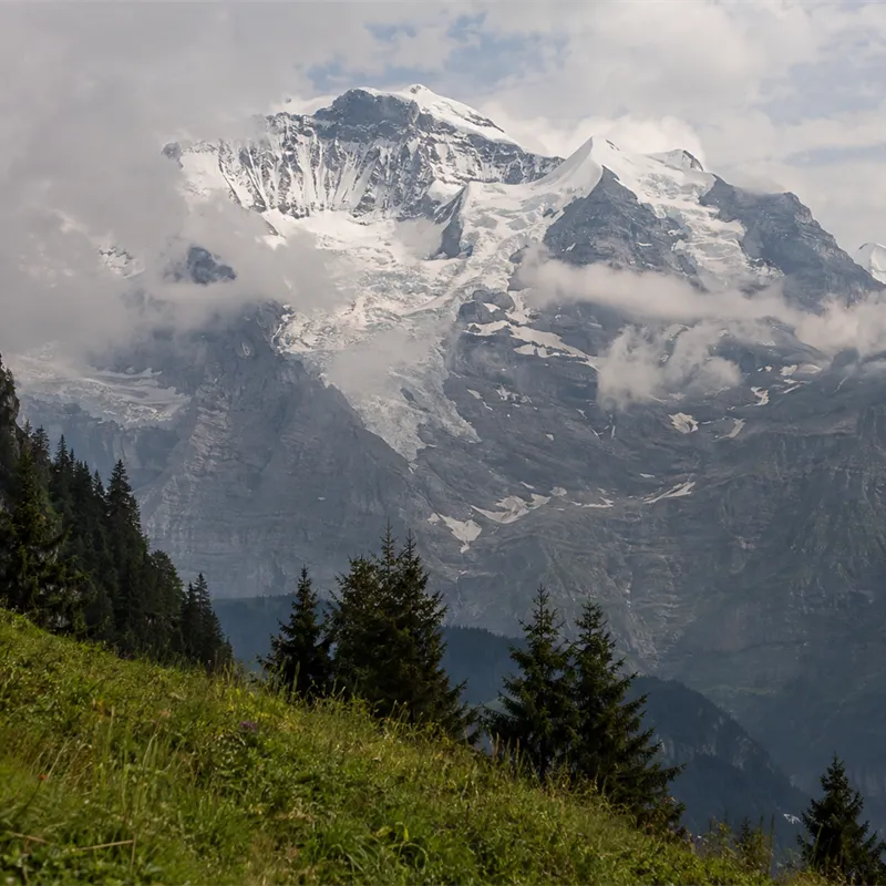 Jungfrau mountain in the Bernese Alps of Switzerland
