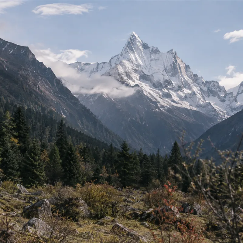 Mount Siguniang snow-covered peaks in Sichuan, China